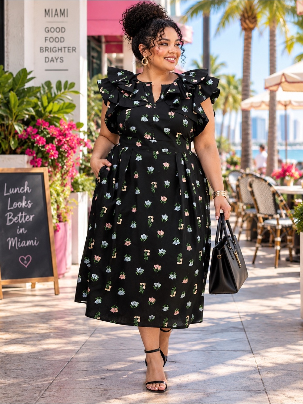 SugarLips Floral Tie Back Midi Dress Curve NWT Size 1X Cotton